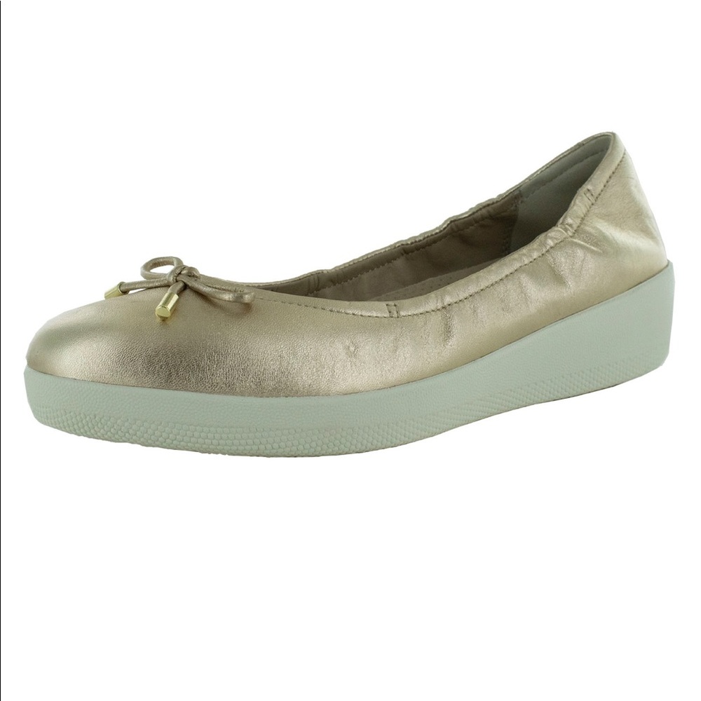LIKE NEW Fit flop gold leather ballet flats super ballerina 11